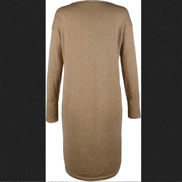 Lauren Ralph Lauren Farheen Twill-Front Mixed Media Sweater Dress in Tan Sz 3X - Picture 3 of 10